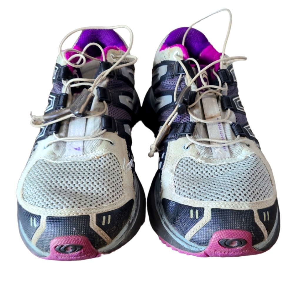 Salomon XR Mission 1 Women’s Trail Running Shoes Quicklace Gray Purple Size 7